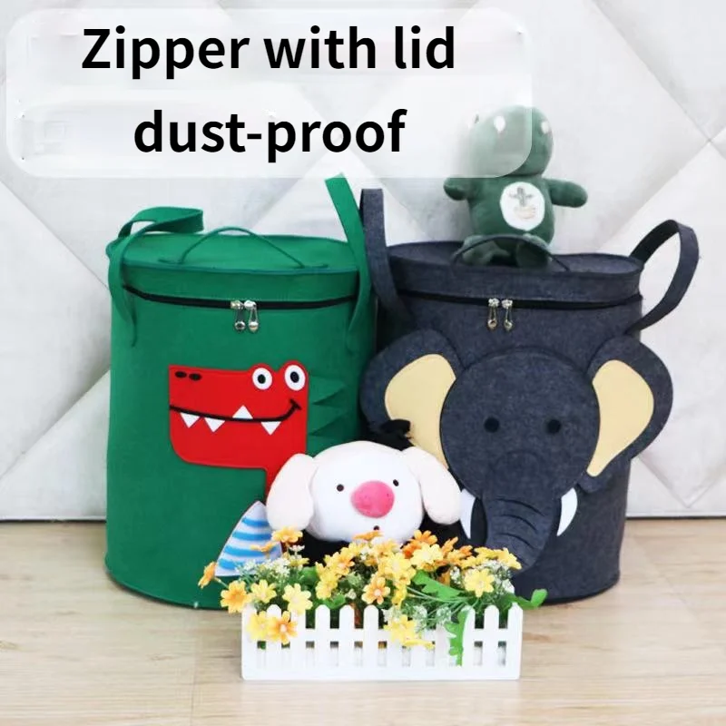 Корзина для хранения с мультяшными животными слон лев динозавр крышкой ведро