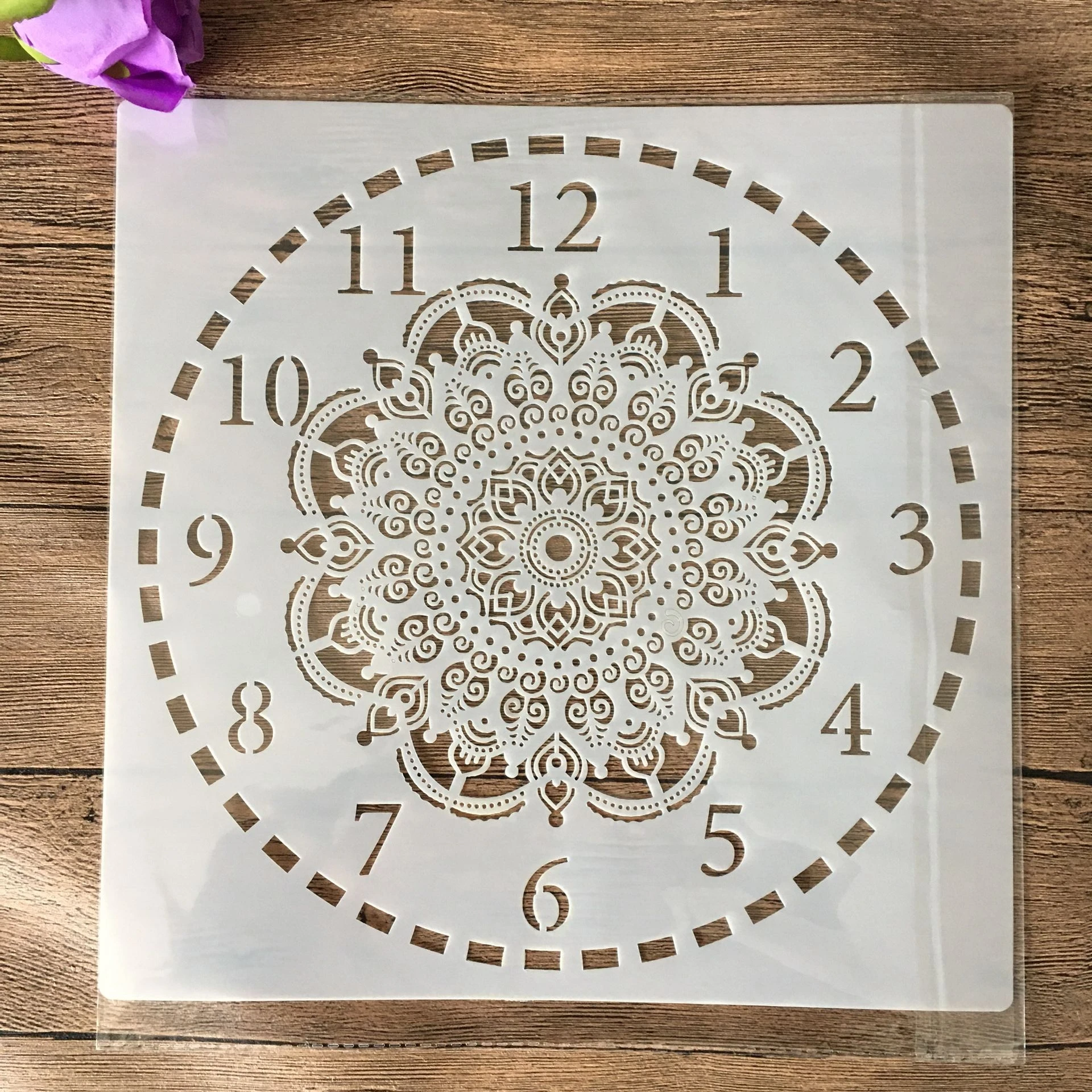 30 * 30cm  Mandala clock DIY Stencils Wall Painting Scrapboo