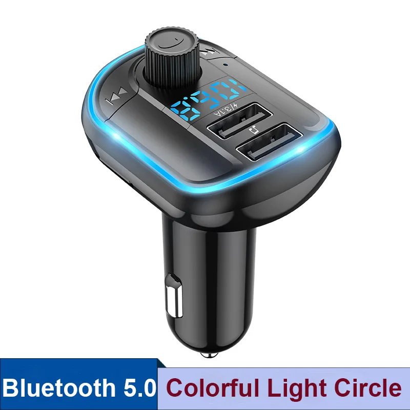 

Автомобильный Bluetooth-адаптер Konrisa, FM-трансмиттер, модулятор, сабвуфер, музыкальный плеер, комплект громкой связи с двумя USB-портами, поддержка ...