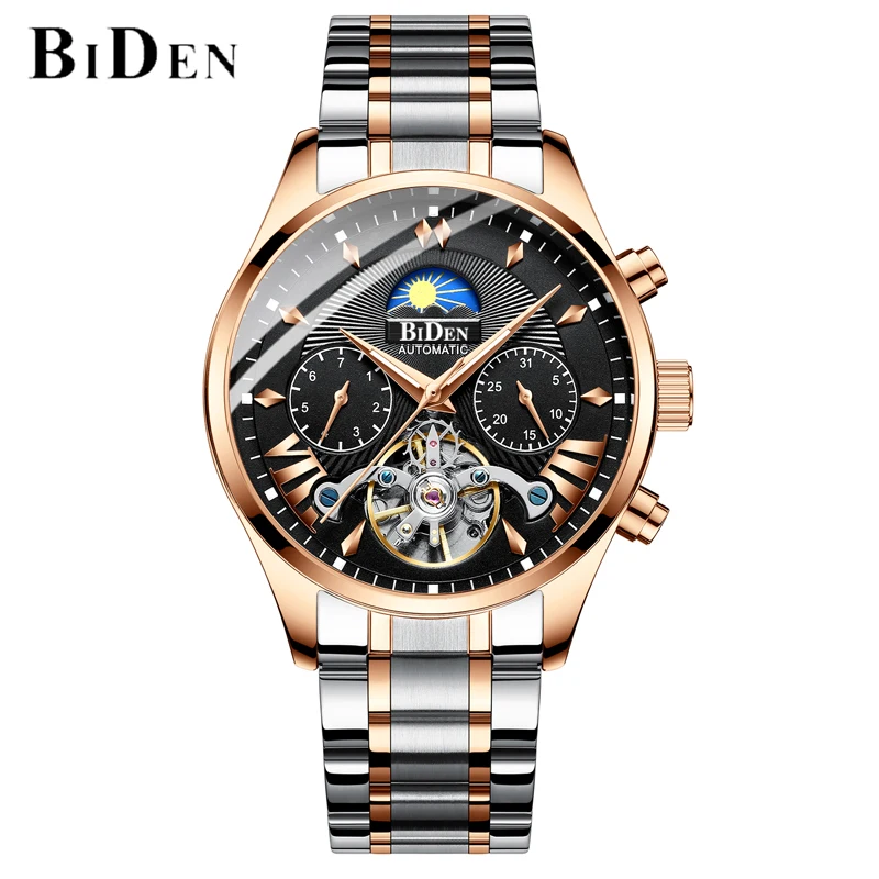 Часы BIDEN Мужские механические модные деловые водонепроницаемые с автоподзаводом