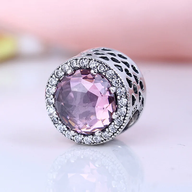 

CodeMonkey 100% Real 925 Sterling Silver Dark Pink Grass Beads Charms Fit Original Bracelet DIY Jewelry For Women 1008