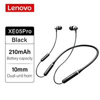 long battery life bluetooth headset sports music tws lenovo xe05 pro with mic 210mah neck hanging wireless headphones in ear
