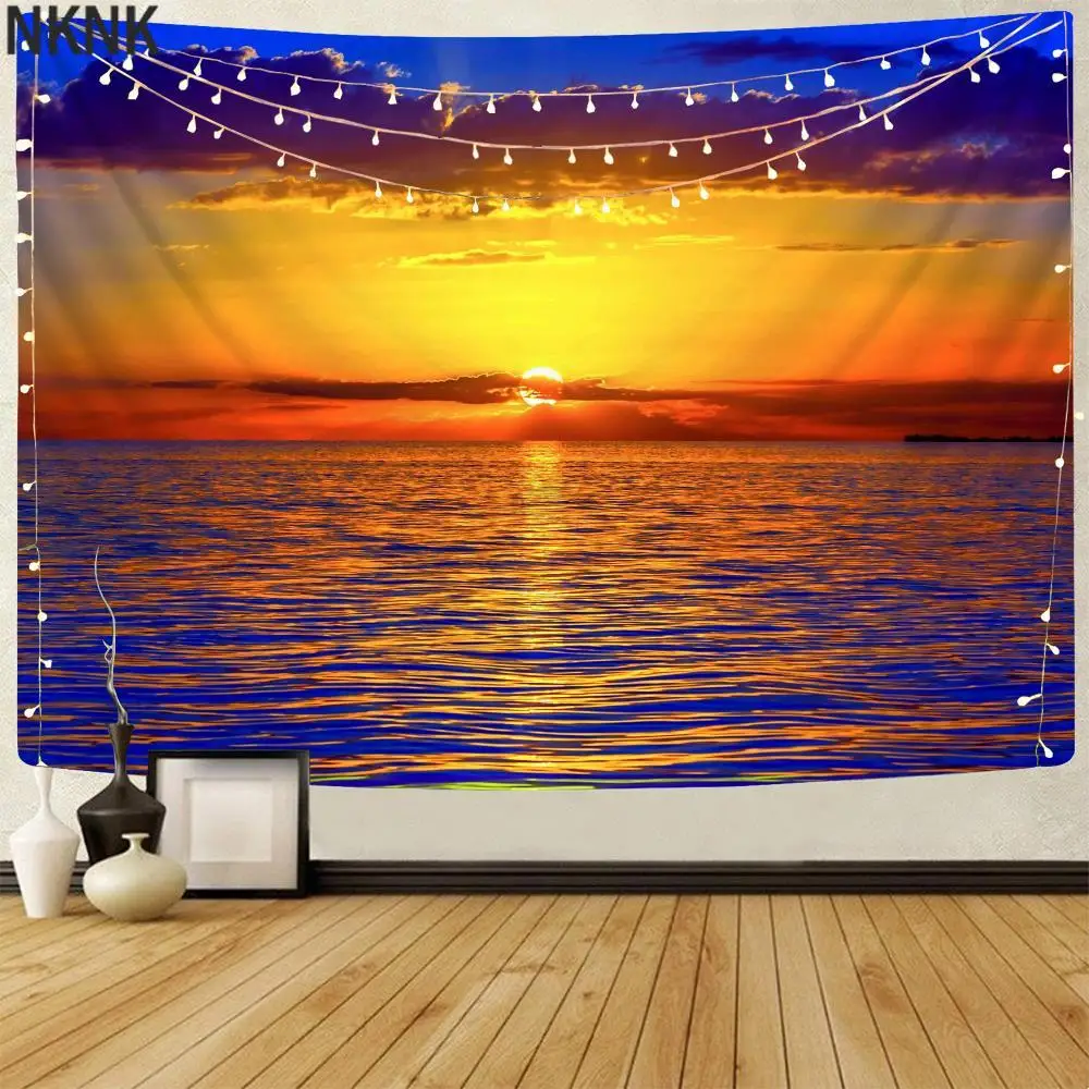 

NKNK Brand Natural Tapestry Sun Tapestries Ocean Tenture Mandala Landscape Wall Tapestry Wall Hanging Mandala Hippie Printed