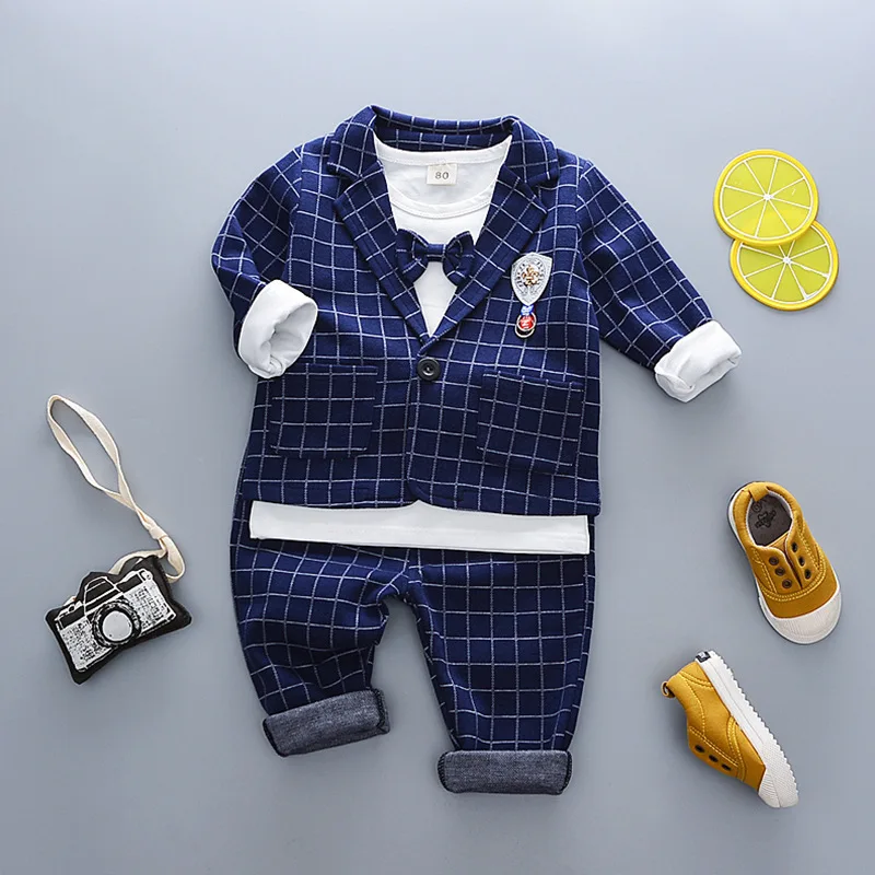 Демисезонная одежда для маленьких мальчиков Детские комплекты одежды хлопковая
