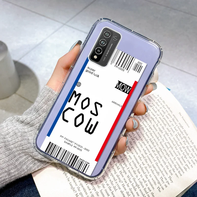 

Purple Clear Soft Case For Huawei Honor 10X 10 20 Lite 10I Air Ticket City Label Fundas Huawei Honor 10 10 X 20 Lite HRY-LX1T