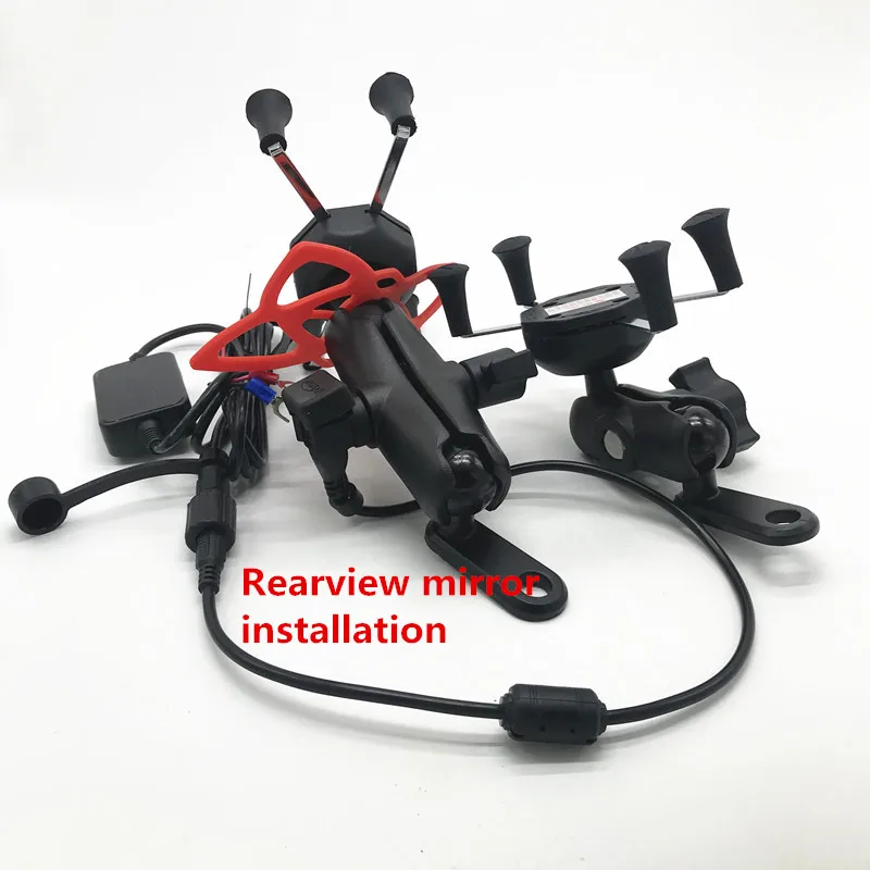Motorcycle Smart Phone Holder Mount Stand 2 in 1 360 Degrees Rotation USB Charger for 3.5-7 inch GPS Electric Scooter | Электроника