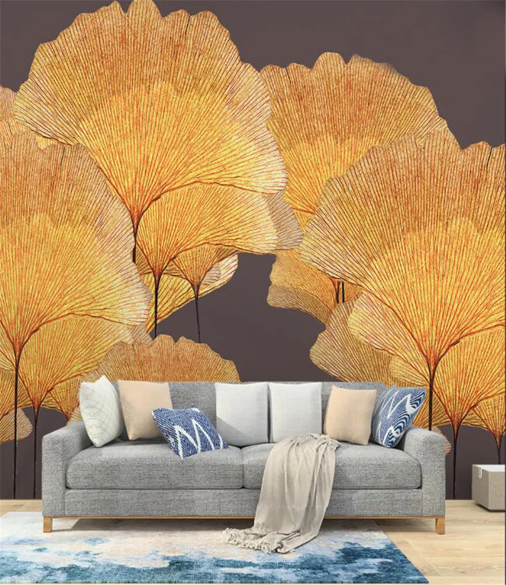 Milofi нордическая ручная роспись абстрактное искусство листья гинкго обои
