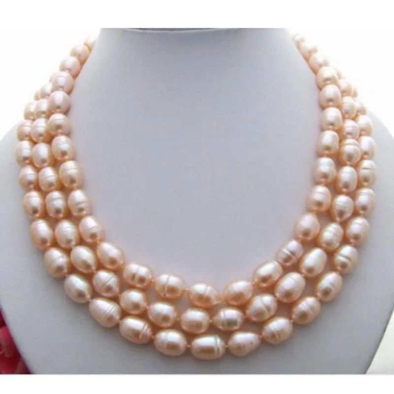 

charming 10-12mm natural Australian south sea pink pearl necklace 51"925silver gold W