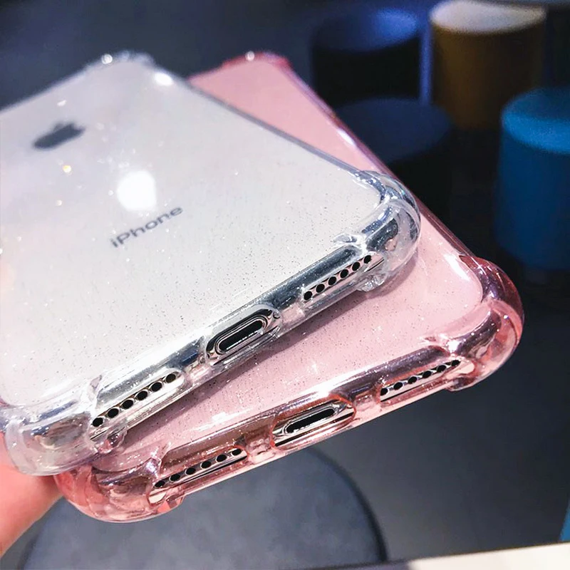 Блестящий порошок чехол для телефона iPhone 11 Pro X XR XS Max 8 7 Plus 6 6S прозрачный мягкий ТПУ