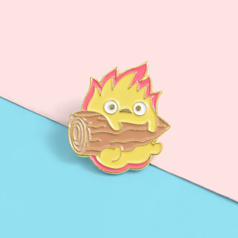 Japanese Anime Brooches Fire Elf Calcifer Enamel Pin Custom Badge for Bag Lapel Buckle Howl Jewelry Gift kid | Дом и сад