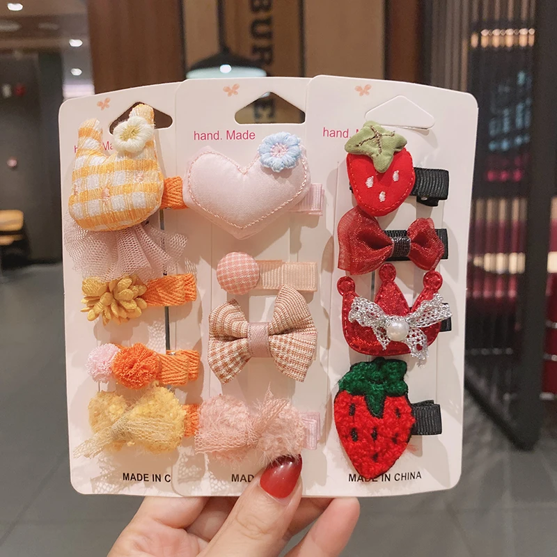 

4 шт./компл. милые зажимы для волос с рисунками из мультфильмов для маленьких девочек милые цветочные банты кролик корона для новорожденных ...