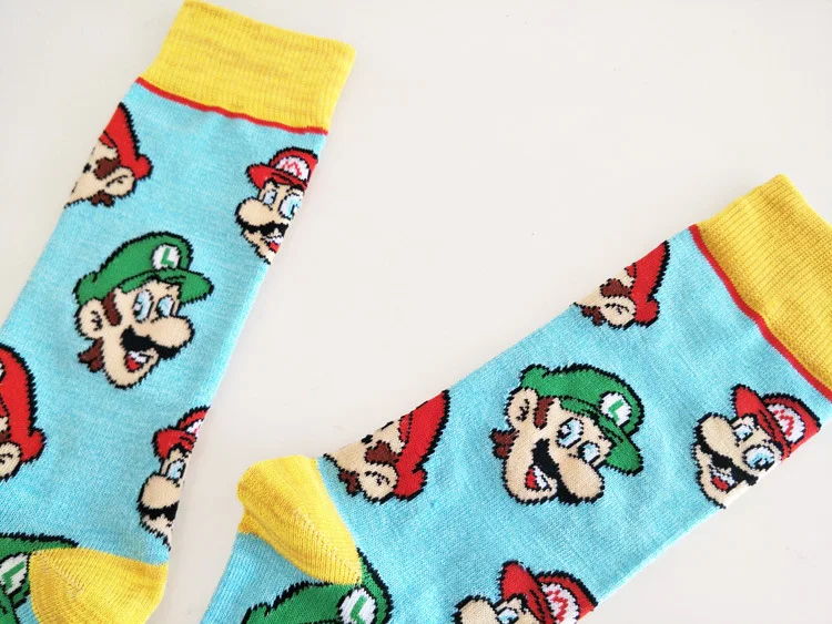 Игра Супер Марио Bros носки с принтом Луиджи Спортивные Повседневные Дышащие впитывающие пот милые забавные мультяшные мужские хлопковые носки мягкий комфорт