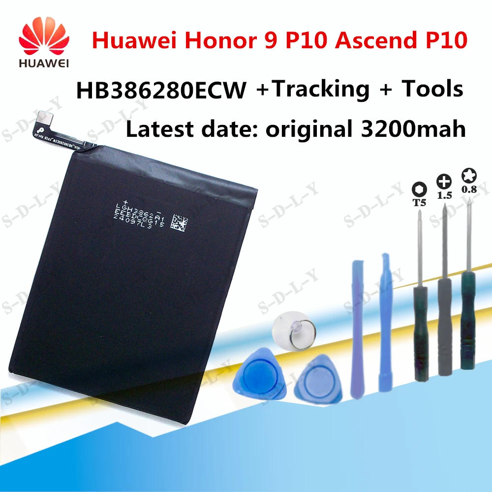 Оригинальный аккумулятор для Huawei Honor 9 P10 AscendP10 HB386280ECW STF L09 AL10 Натуральная кожа