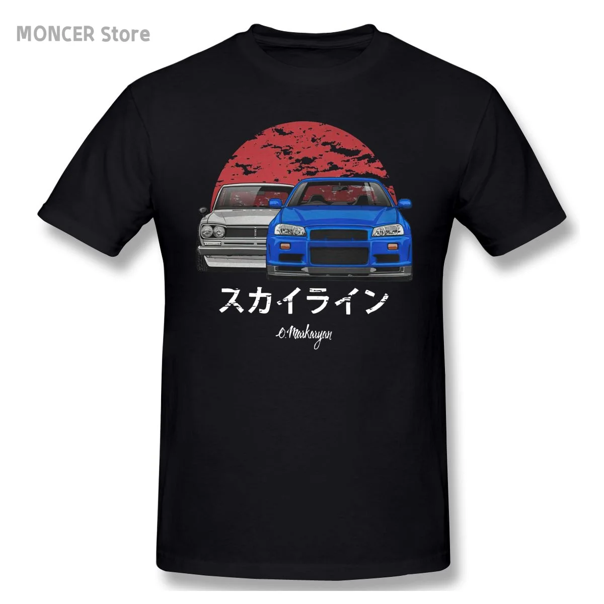 

Skyline R34 Hakosuka Jdm T Shirts For Men 100% Cotton Crazy T-Shirts Round Collar Car Automotive Tee Shirt Clothes Gift Idea