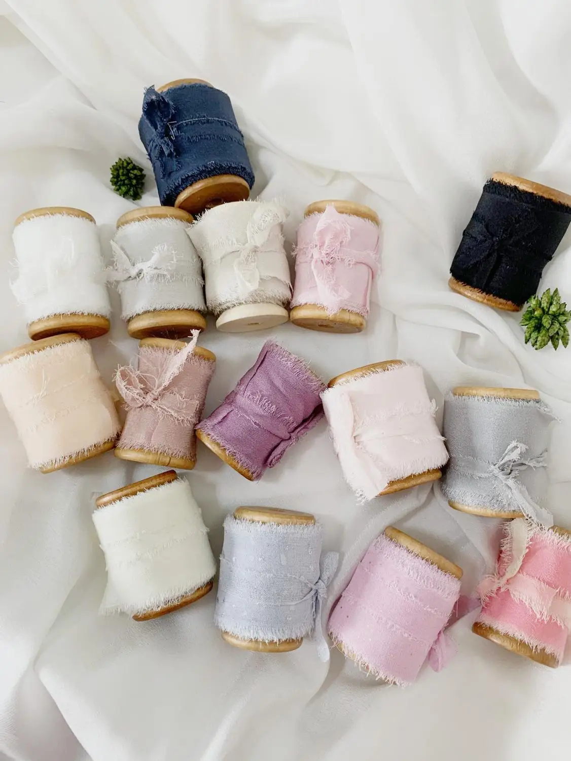 ins style ribbon 25mm 30mm 50mm Pure Silk Frayed Edged wedding ribbon packaging ribbon silk ribbon soft ribbon