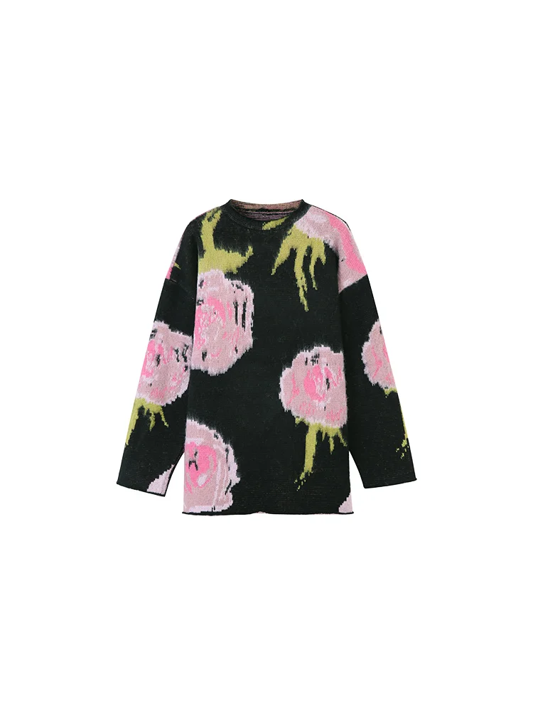 Flower Pattern Fashion Basic Hit Casual Regular 2020 Female Women Long Sleeve All Match College Wind Hit Hot Sale Sweaters New