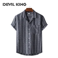 devil king mens new hawaiian style short sleeved printed shirt xh42