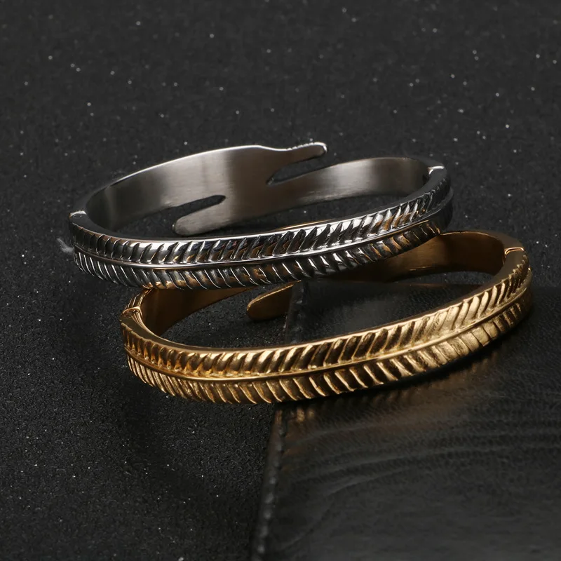 

Fashion personality willow leaf 316L stainless steel bracelet men's titanium steel temperament neutral bracelet