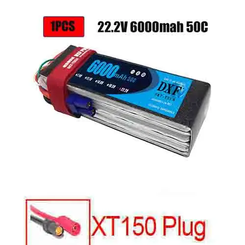 Аккумулятор DXF 7,4 V 22,2 V 6S 2S 5200mah 6000mAh 50C Burst 100C для радиоуправляемого автомобиля квадрокоптера вертолета самолета - Цвет: 1PCS6000SOFTXT150