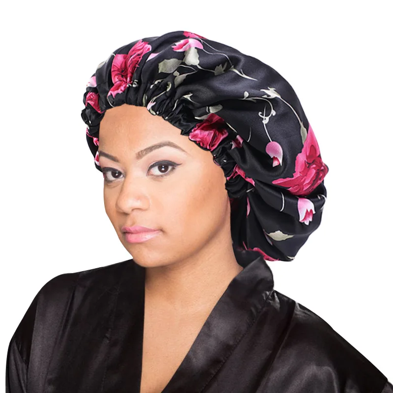 

New Luxury Wide Band Satin Bonnet Cap comfortable night sleep hat hair loss cap