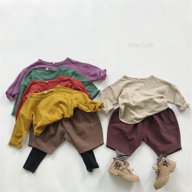 Детская одежда футболка для маленьких девочек и мальчиков топы с длинными