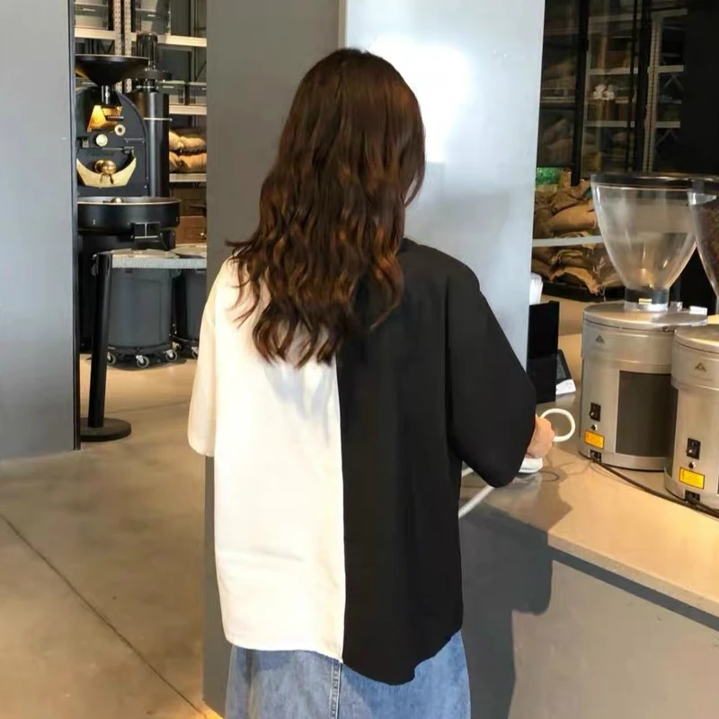 Блузка женская с коротким рукавом свободная Простая рубашка в стиле Харадзюку