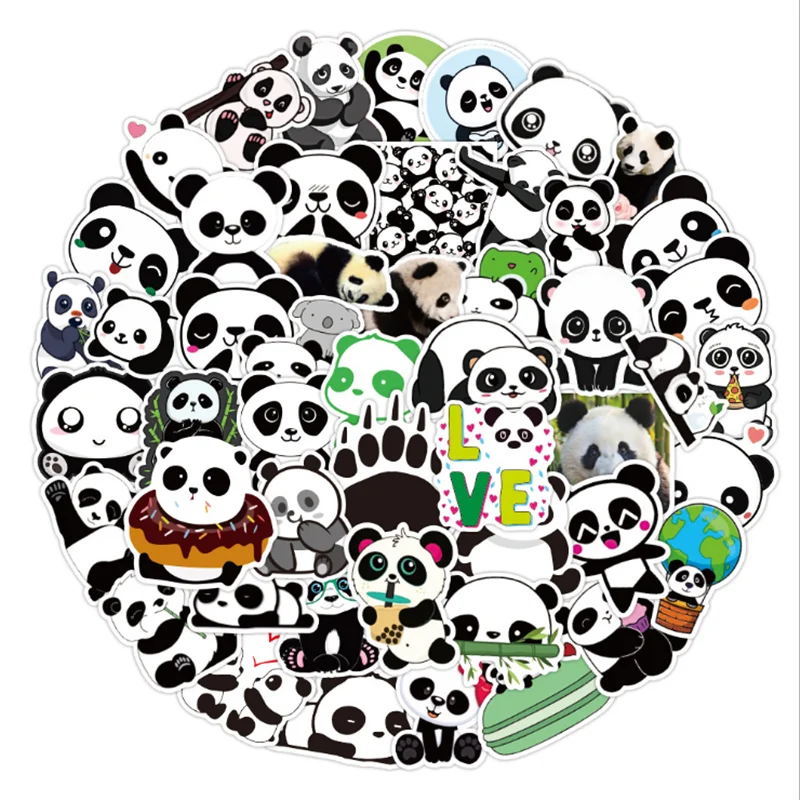 

10/30/50PCS Cute Panda Cartoon Graffiti Stickers Waterproof Luggage Laptop Scooter Decoration Children's Toys Wholesale