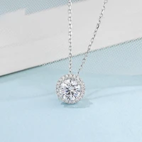 1 carat moissanite pendant 100 925 sterling silver round necklace for women sparkling engagement wedding party fine jewelry