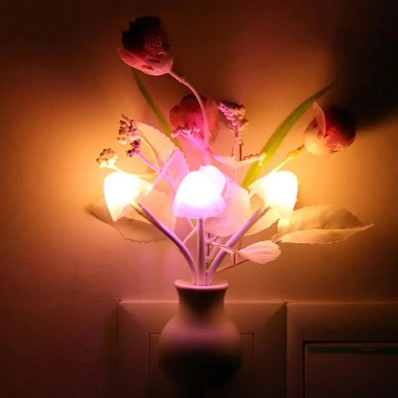 

Lovely Colorful LED Lilac Night Light Lamp Mushroom Romantic Lilac Night Lighting For Home Art Decor Illumination US/EU Plug