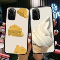 cheese and ice cream phone case for xiaomi redmi poco f1 f2 f3 x3 pro m3 9c 10t lite nfc black cover silicone back prett mi 10 u