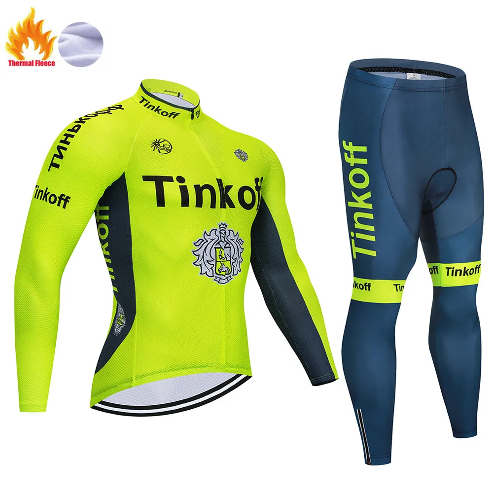 Maillot Ropa Ciclismo Invierno Tinkoff зимний комплект велосипедной одежды из флиса с длинными рукавами, велосипедная одежда - Цвет: 8