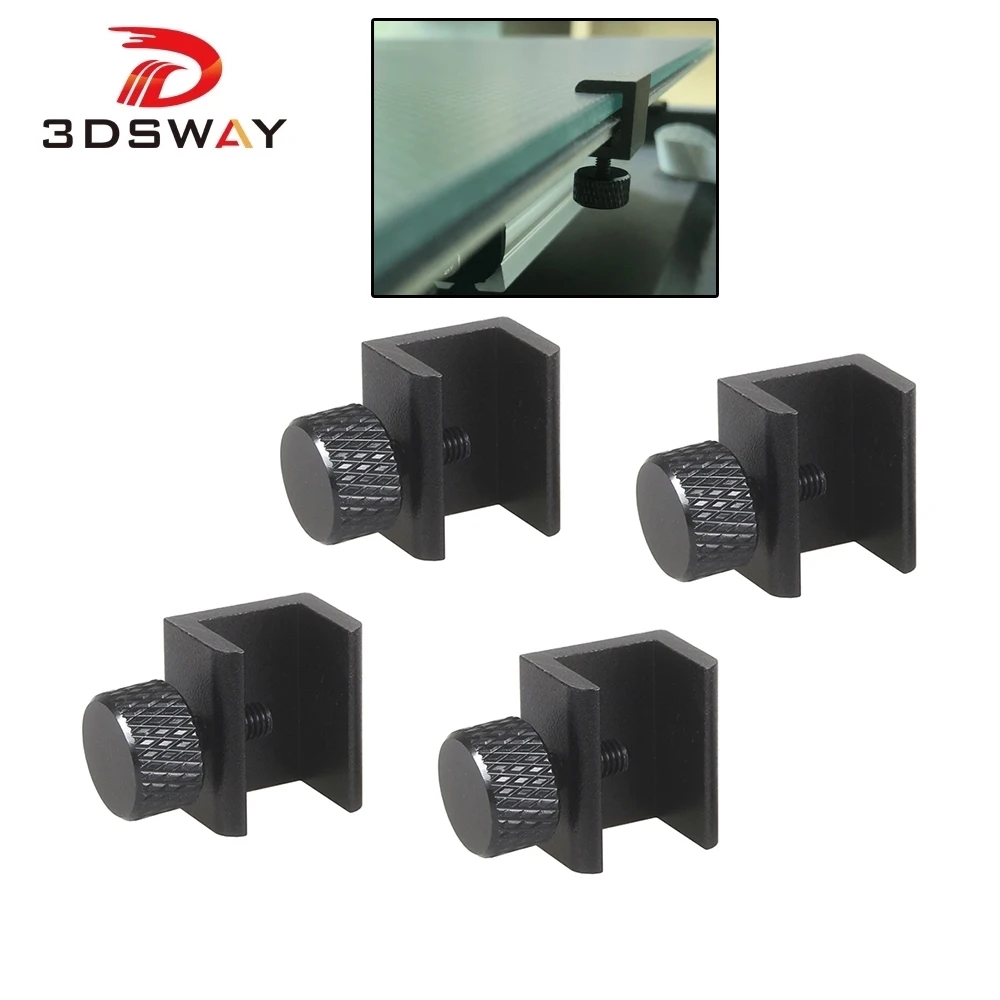 

3DSWAY 3D Pritner Parts 4/8pcs Glass Heated Bed Clip Clamp Heatbed clip Aluminium Alloy Ultimaker Hotbed Build Platform Retainer