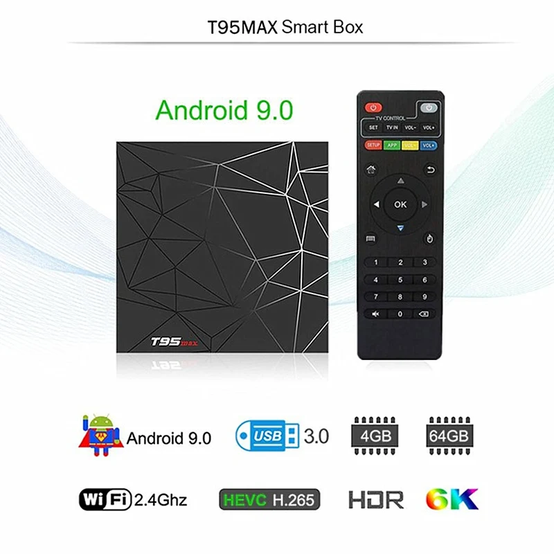 ТВ приставка T95MAX 4 + 64 ГБ 6K Android 9 0 Allwinner H6 ядра 2 GWifi 2G16G 4G32G|ТВ-приставки и