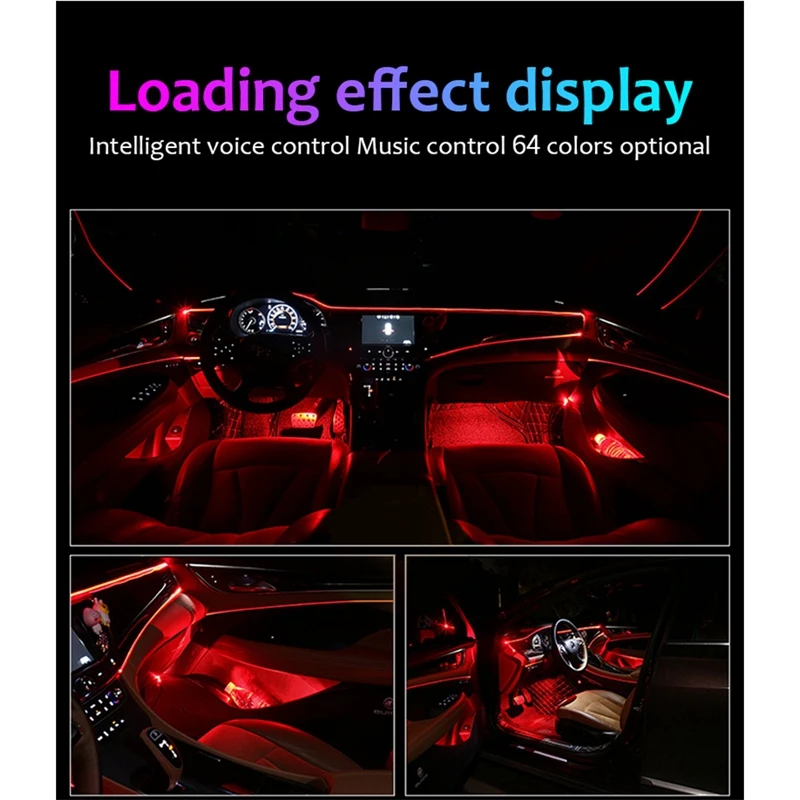 

14 In 1 RGB Atmosphere Light LED Interior Decoration Lamps with 8M Strip Light By App Control Door Bowl Atmosphere Light