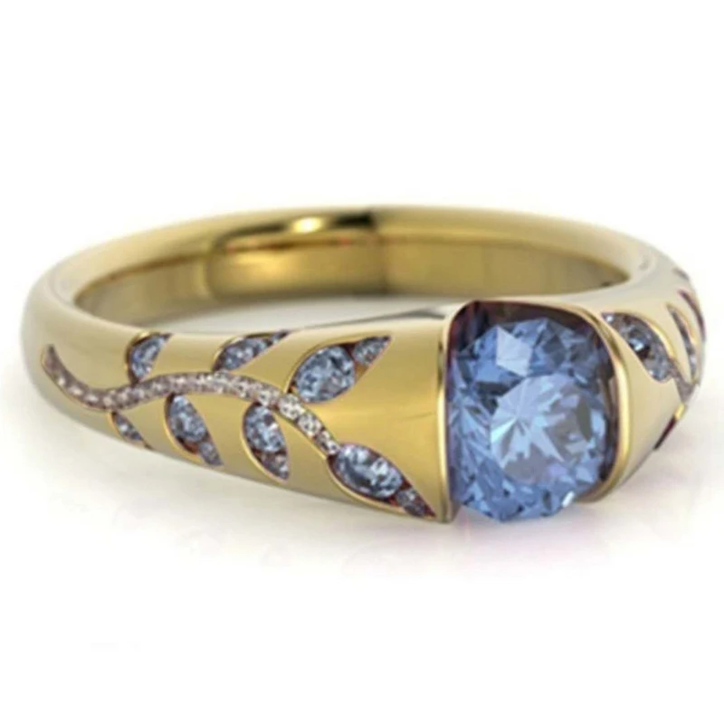 Модные трендовые обручальные кольца с голубыми и белыми кристаллами для женщин