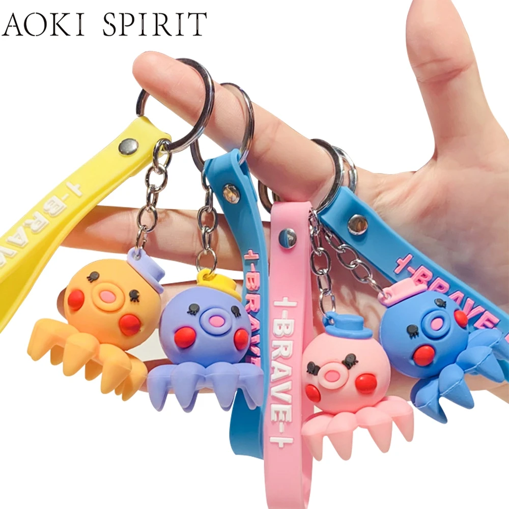 

1PCS Cartoon Stere Ooctopus Keychain Key Ring Cute PVC Children's Toy Trinket Purse Mobile Phone Bag Car Pendant Key Chain Gift