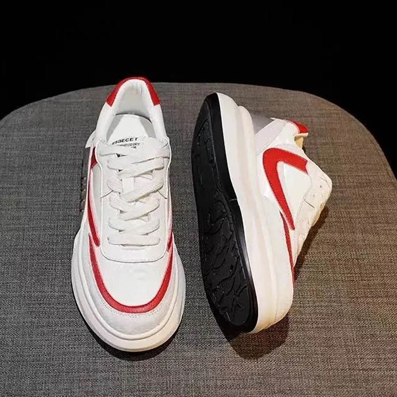 

New Casual Platform Sneakers Women 2021 Leather White Women Sport Shoes Summer Thick-soled Fashion Platform Vulcanized Shoes