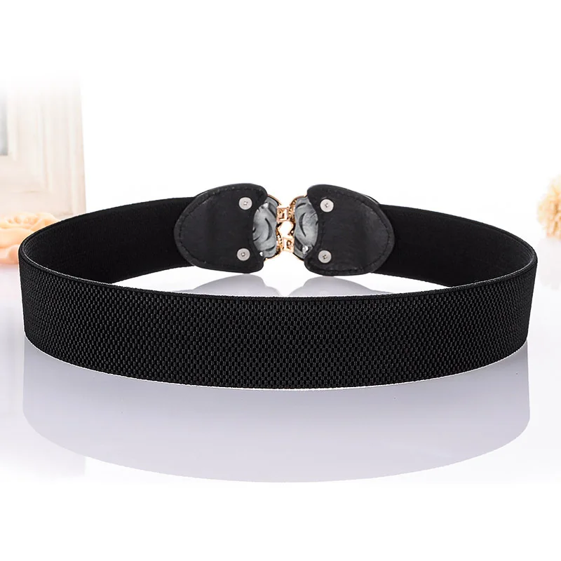 Пояс из искусственной кожи с эластичным поясом Модный черный эластичный пояс