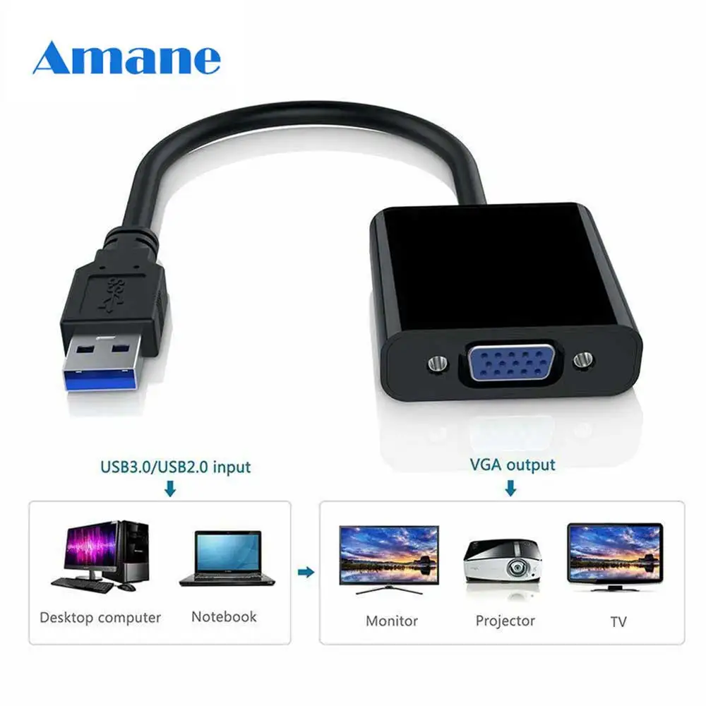 Адаптер Amane с USB 2 0/3 0 на VGA мультидисплейный конвертер внешняя видеографическая