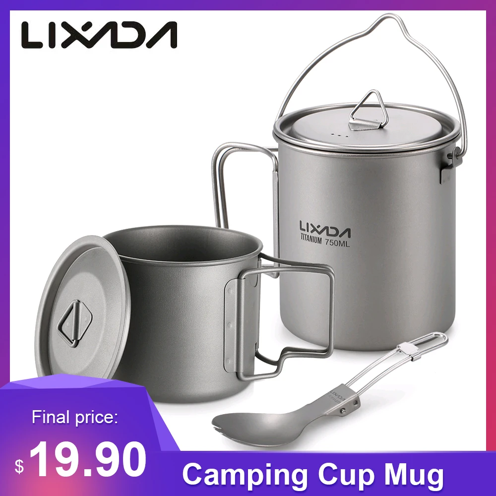 Lixada легкий Титан пивная кружка для воды крышкой складной ручкой СКЛАДНАЯ ложка