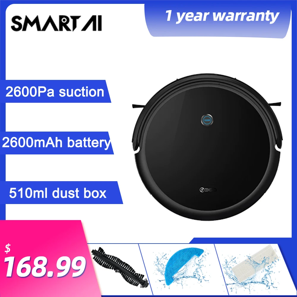 360 C50 Robot Vacuum Cleaner Sweeping 2600Pa WiFi APP Household Vacuum Cleaner Voice Control Running For 120 Min Clean The Robot