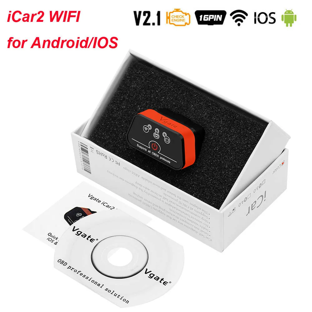 Orange WIFI Vgate iCar2 ELM327 V2.1 для Android/IOS OBD2 wifi Bluetooth сканер elm 327 V2.1 OBD 2 OBD2 автомобильный диагностический инструмент Easydiag - Цвет: Orange WIFI