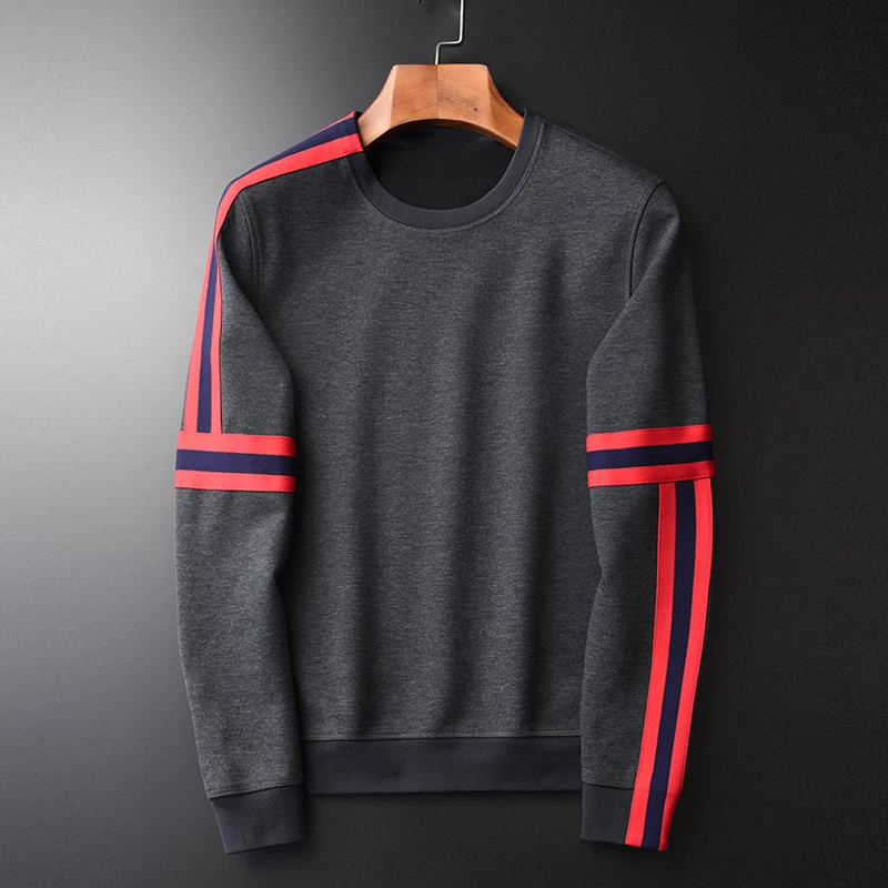 Minglu боковая лента толстовка мужская Роскошная контрастная цветная повседневная