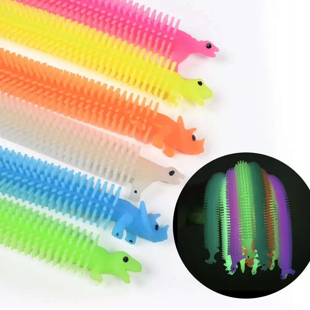 

New Creative New Luminous Worm Noodle Stretch String TPR Rope Anti Stress Toys String Fidget Autism Vent Toys Random Color 6PCS