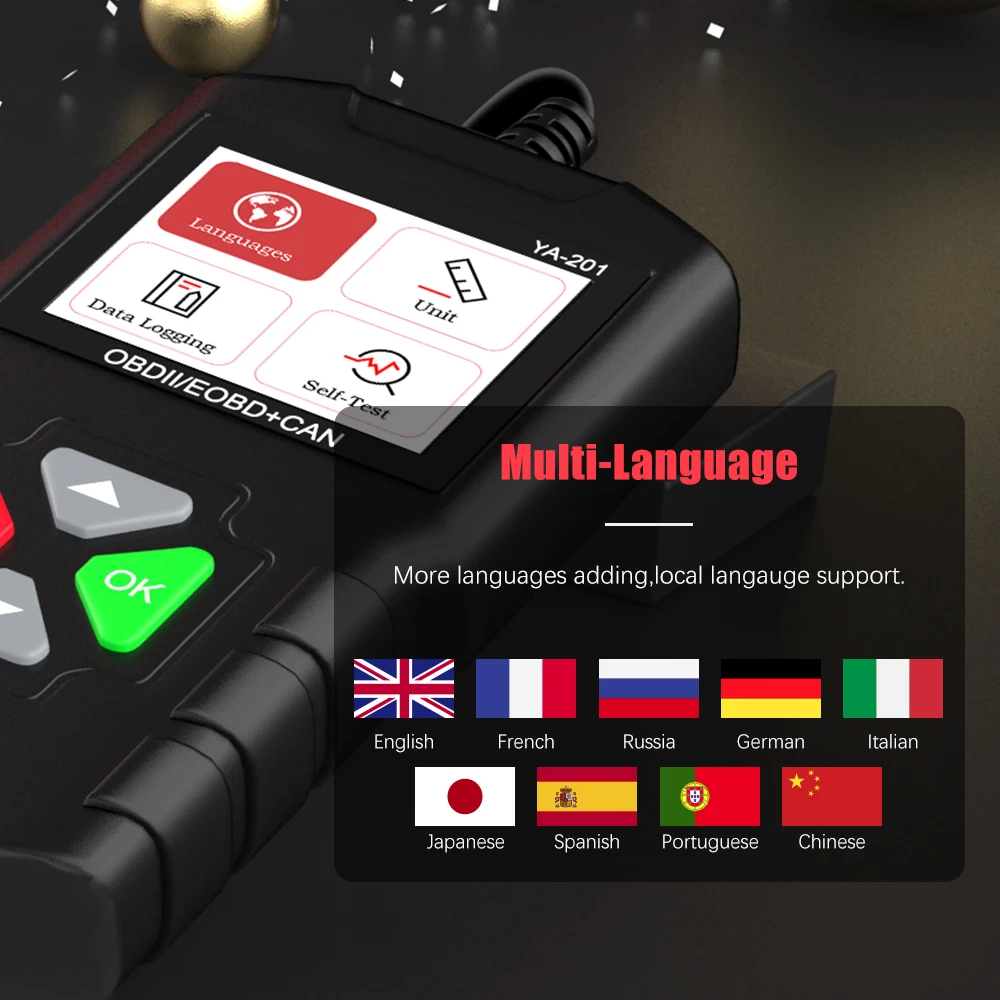 YA201 OBD2 сканер данных в режиме реального времени считыватель кода неисправностей