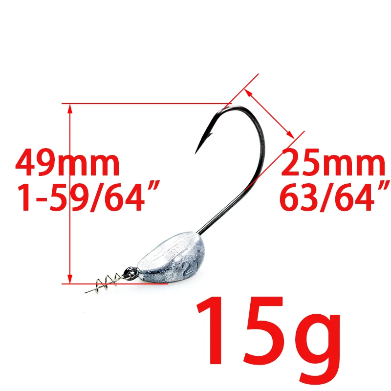 15g 5pcs 5 шт., 3,5 г, 5 г, 7 г, 10 г, 15 г, 21 г, свинцовая головка джига со спиральным винтом, рыболовные приманки, джиг-приманка, крючок, рыболовные снасти, джигеды, рыболовные крючки - Цвет: 15g 5pcs