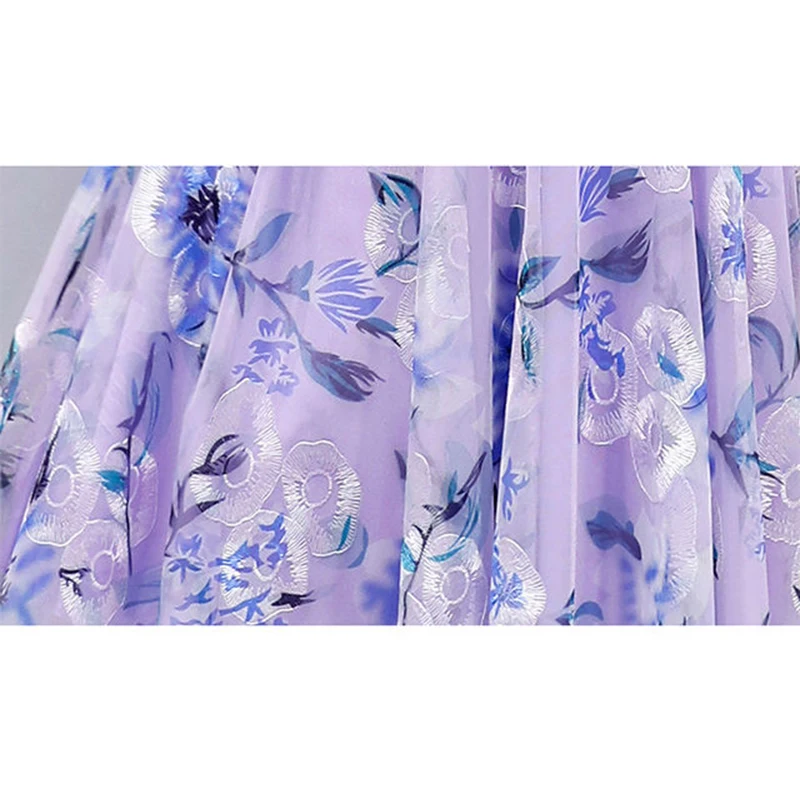 

Summer Vintage Print Mesh Dress Women Plus Size Short Sleeve Elegant Embroidered Party Dress Korean Floral Beach Long Dress 2021