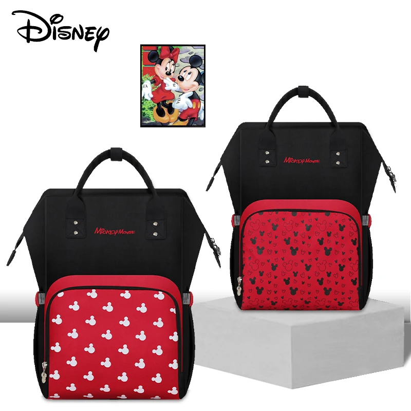 

Disney Minnie Mickey Mouse Moms Bags Maternity Diaper Bag USB Heating Bag Mummy Large Capacity Nappy Backpack for Baby Care