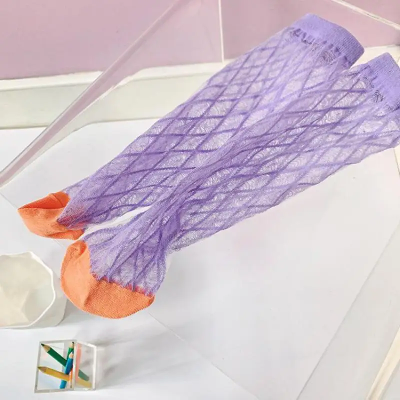 

4/12 Pairs New Summer Children Socks Baby Girls Knee High Toddler Sock Long Tube Cute Princess Mesh Socks Kids Hollow Out Socken