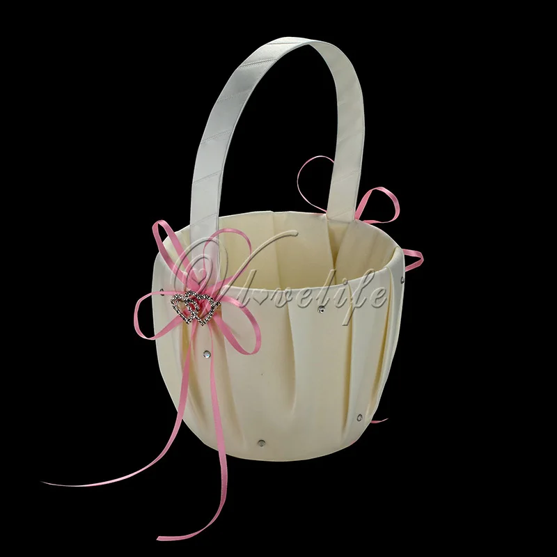 Свадебное платье для девочек в цветочек корзина бантом Двойное сердце со